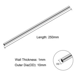 iMeistek 304 Stainless Steel Tubes, 10mm OD X 1mm Wall Thick 250mm Length Seamless Stainless Steel Industrial Straight Round Pipe (3PCS