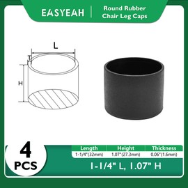 EASYEAH 1-1/4" (32mm) Round Chair Leg Floor Protectors, Black Rubber Chair Leg Caps, Non-Slip Patio Furniture Feet Cap, PVC Chair Feet Covers for Hardwood Floors, Tables & Patio Furniture, 4pcs