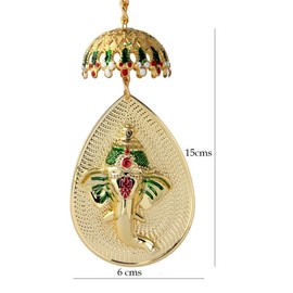 Two Sided Ganesha hanging Wall Decor Sculpture Indian Decor for Wall Decoration for Diwali/ Ganesh Chaturthi/ Wedding return gift / Car mirror hanging