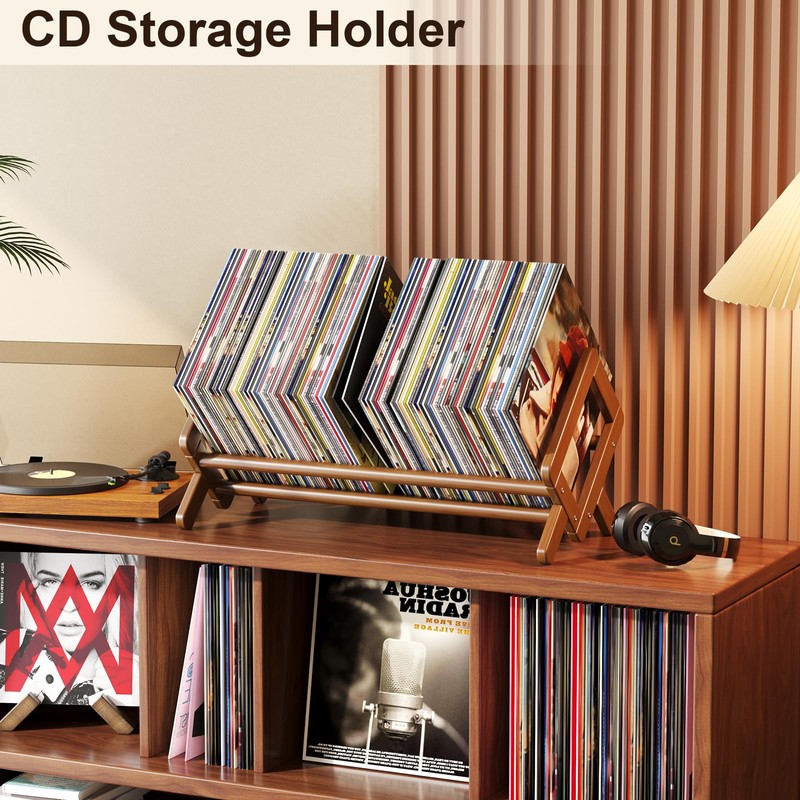 Aofure Premium Desktop Bookshelf, Bamboo Desk Bookshelf, Retro Brown Book