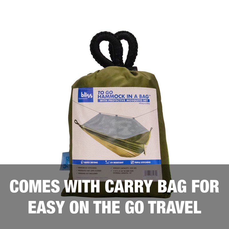 Bliss Hammocks BH-406XLS-N-FG Hammock in a Bag w/ Mosquito Net