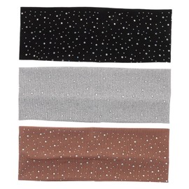 COLLBATH 3pcs Wide Rhinestone Hair Bands for Women Sparkly Elastic Sweat Wicking Sports Headbands Breathable Yoga Running Hair Accessories for Daily Workout