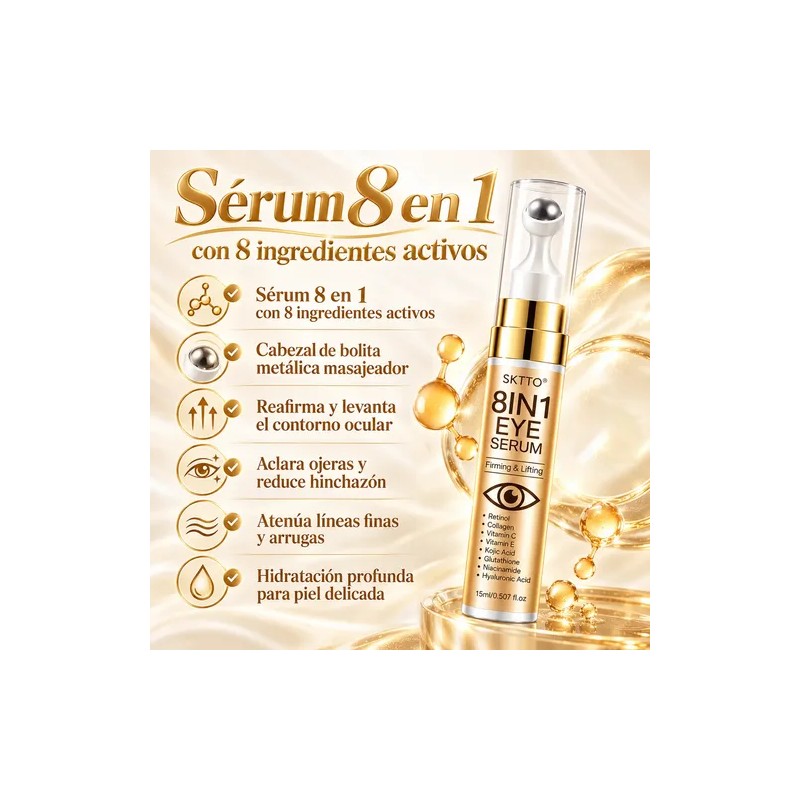 Suero Para Ojos Retinol Colágeno Cafeína Péptidos 15ml 2pcs