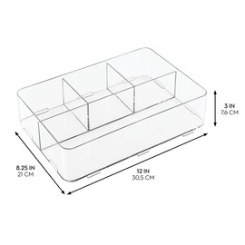 iDesign Interlocking 4-Section Drawer Organizer for Kitchen, Bathroom, or Desk Drawers, Clear