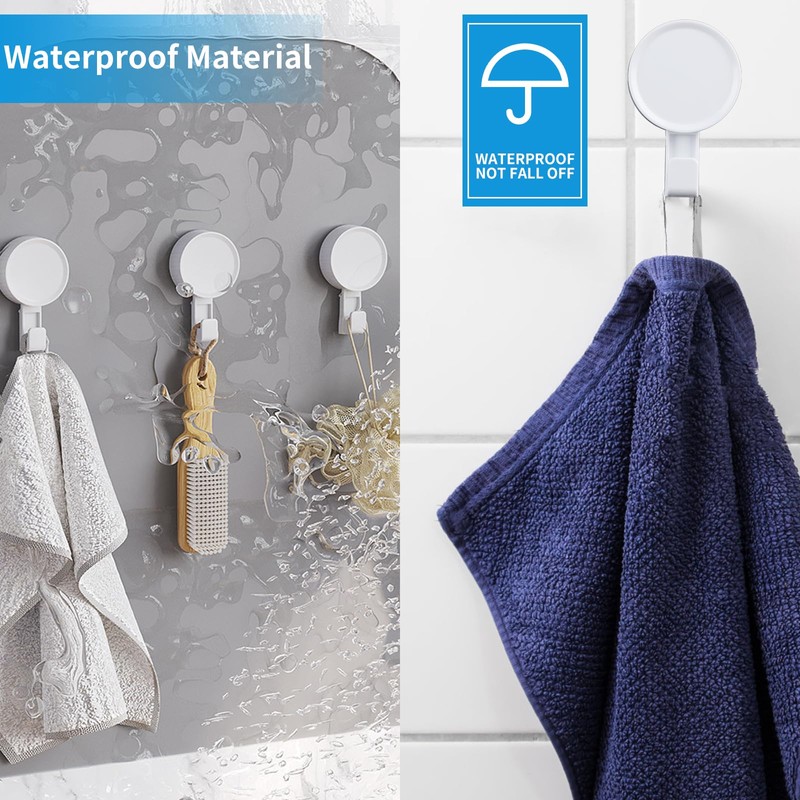 Pack of 4 Suction Cup Hooks, Extra Strong Vacuum Suction