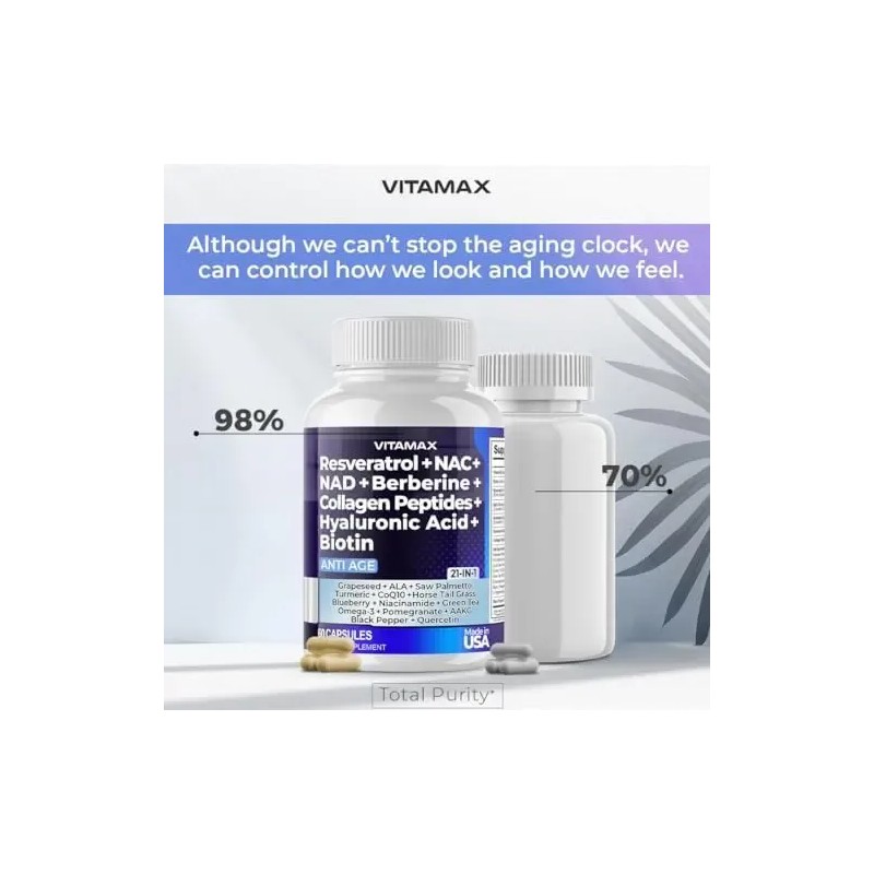 Vitamax Resveratrol Nad+ Ácido Hialurónico Berberina - Bioti