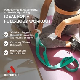 Aeromat Elite Power Band 15-150 lbs - 5 Color Coded Long Resistance Bands for Working Out, Pull Up Assistance Bands, Exercise Bands, Gym Bands, Yoga Bands, Leg Workout Bands Resistance for Men & Women