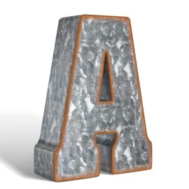 CraftyCrocodile 7" Galvanized Metal Letters for Wall Decor - 3D Letter A for Hanging & Free Standing - Decorative Rustic Alphabet Letters for the Living Room, Bedroom, Kitchen