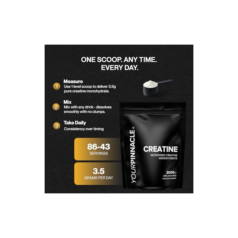 Creatine Monohydrate Powder 300g - Unflavoured, 86 Servings