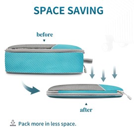 Apexillio Compression Packing Cubes 6 Pcs, Travel Luggage Organizer Accessories Extensible Storage Bags Travel Cubes for Suitcases… (set of 6- Blue)