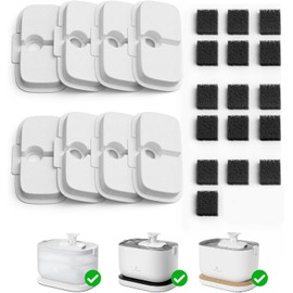 LEAFVASE Cat Water Fountain Filter 8Pack Filter+16 Sponges,Pet Fountain Filter Replacements,Cat Filters Replacement Kit for Petlibro (for 8months)