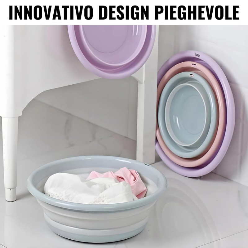 SIC Multi-purpose Folding Bowl, Portable Thermoplastic Rubber, Round Shape, Space-Saving,