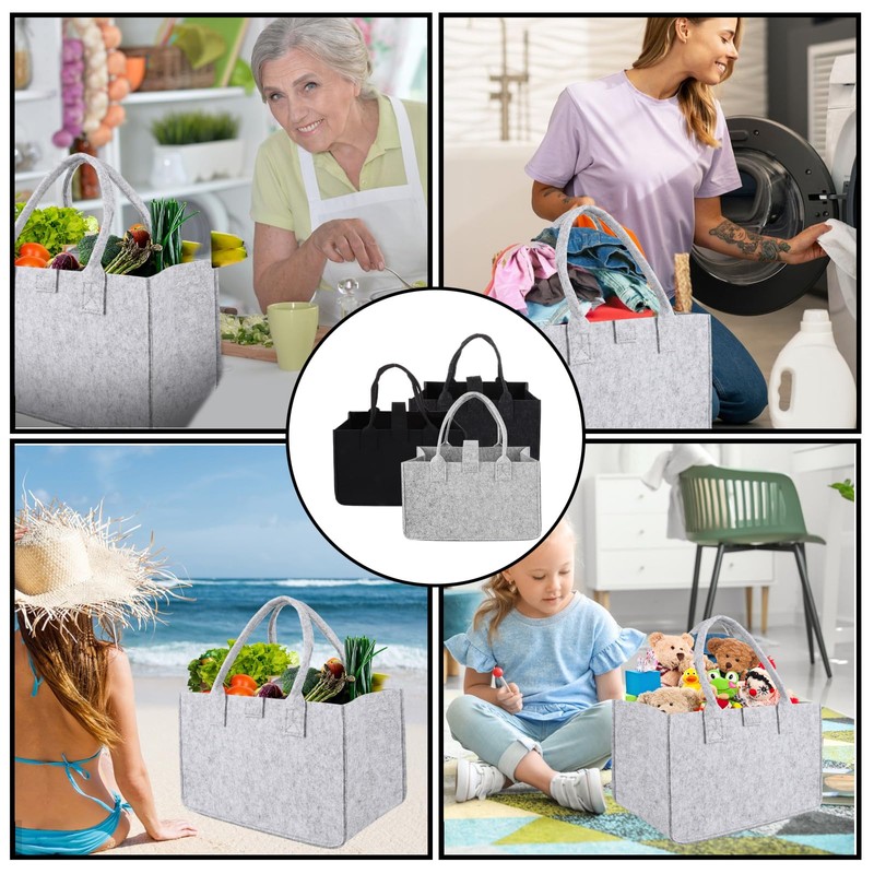 ASelected Pack of 3 Felt Shopping Basket Small 30 x