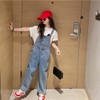 Rolanko Overalls for Kids, Girls Denim Pants, Wide Jumpsuit, Girls