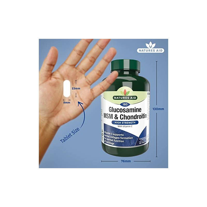 Natures Aid Glucosamine, MSM and Chondroitin with Vitamin C, 180