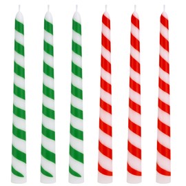 EBaokuup 6 Pcs Christmas Stripe Taper Candles,10 Inch Candy Cane Taper Candles,Red Green Christmas Decorative Tree Candles for Home Table Decor Wedding Party Centerpiece
