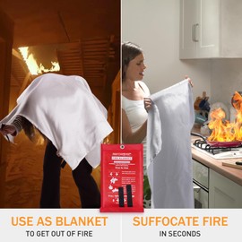 Mondoshop Fire Blanket for Kitchen, 1 x 1m TUV Kitemarked Quick Unfolding with Loops Fiberglass Flame Retardant Large Fire Blankets Emergency Survival Safety Blanket for Home, Office, Caravan, 1Pack