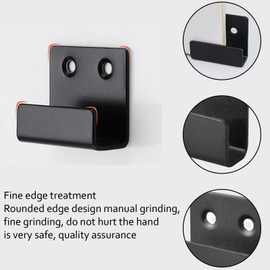 Leliafleury 4Pcs Ceramic Tile Display Bracket Stainless Steel Wall Hooks Flat J Hooks Black Picture Hanger Brackets for Home Kitchen Bathroom (Inner Width 15mm)