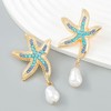 Starfish Shell Earrings for Women Gold Summer Beach Pearl Drop
