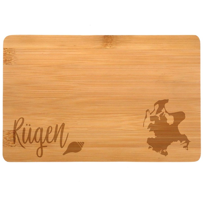 Samunshi® Wooden Board with Engraving Rügen Bamboo Chopping Board Small