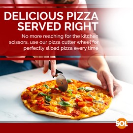 1pk Pizza Cutter Wheel | Stainless Steel Pizza Wheel Cutter | Cut & Serve Delicious Pizza with Ease | Dishwasher Safe Pizza Wheel | Food Grade Pizza Slicer | Kitchen Tools & Gadgets + SOL Notebook
