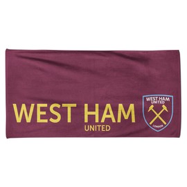 West Ham United Crest Beach Towel 100% Cotton Carlet Gold Bath Swim Towel West Ham Gift for Teens Men Kids 70 x 140 cm