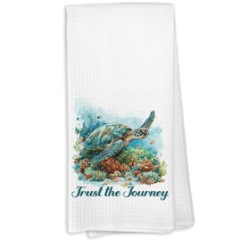 KTYHD Coastal Beach Kitchen Towels, Sea Turtle Bathroom Decor, Nautical Dish Towels for Kitchen, Ocean Animal Beachy Decorative Hand Towels for Bathroom, Sea Turtle Gifts for Women
