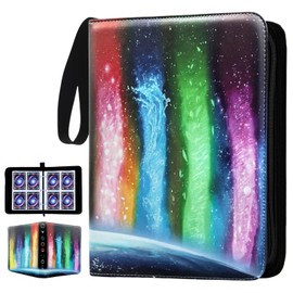 Premium 400 Pockets Trading Card Binder,4 Pocket Cards Collect Albums Book Holder with Zipper and 50 Removable Sleeves,for Game Sport Cards