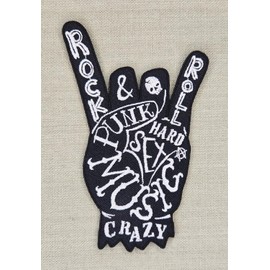 Heavy Metal Hand Black Iron On Sew On Patch Iron On Patch For Clothes Embroidered Iron On Patch Applique Rock N Roll Music Rocker Devil Horn Patch Size 11.2 x 7.3 cm