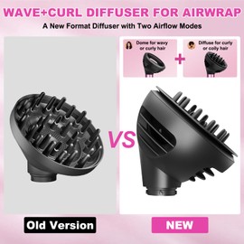 PUREGUST Wave and Curl Diffuser for Dyson Airwrap, Two Airflow Dome or Diffuse Modes for Airwrap HS01 HS05, Hair Diffuser Attachment to enhance Curl Definition and Control Wavy Hairstyles