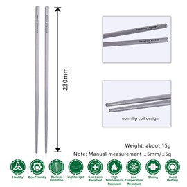 Boundless Voyage Outdoor Titanium Chopsticks Ultralight Square Titanium Chopsticks Lightweight Portable Camping 225mm [Ti1517B]