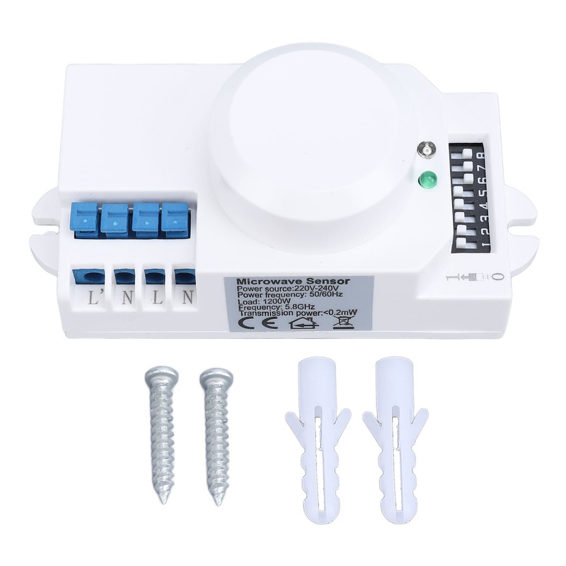 Microwave Radar Sensing Switch 5.8G 1200W Adjustable Human Motion Detector