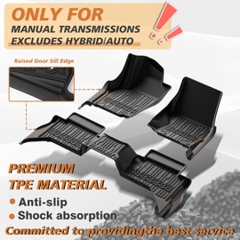 TripleAliners for Tacoma 2024 2025 Double Cab Floor Mats (Fit Manual Trans ONLY) All Weather Floor Liners Compatible with 2024+ Toyota Tacoma Accessories Front & Rear Mats, 3PCS (Not for Hybrid/Auto)