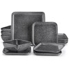 vancasso Stern Gray Dinner Set Square Reactive Glaze Tableware 12