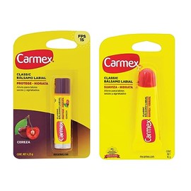 Carmex, Duopack Bálsamo Labial Classic en Barra Cereza  Classic en Tubo, para Labios secos y Agrietados, Protege y Suaviza, 2 pz                      