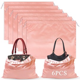 Shoe Bag Drawstring Bag 6 Pieces Storage Bag Silk Handbag Organiser Drawstring Bag for Handbag Purse Paperbooks Shoes Boots Black, 6pcs,pink, shoe bag