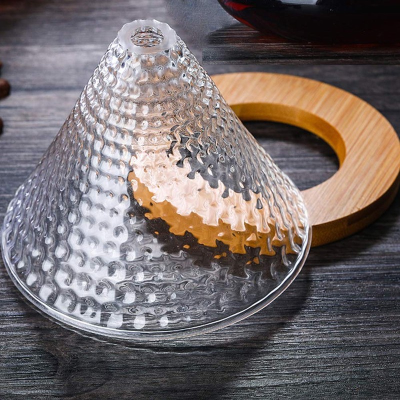 TAMUME 12cm Glass Coffee Dripper with Wooden Support Coffee Filter