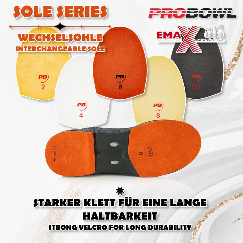 EMAX Pro Bowl Interchangeable Sole for Bowling Shoes for Smooth