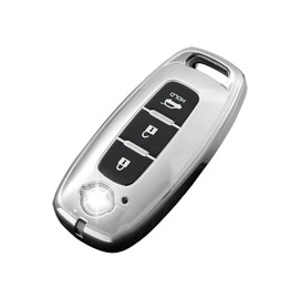 ontto TPU Car key fob case cover fit for Nissan Ariya Qashqai ePower Xtrail ePower Juke Teana 2023 2024 3 Buttons Key Box Shell bag Accessories Protector Silver C