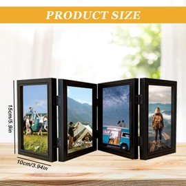 SPORWAY Picture Frame 10 x 15 cm for 4 Photos Foldable Photo Frame for Multiple Photos Wooden Picture Frame with Glass Panel 3D Picture Frame Collage for Wedding Family Baby (Black)
