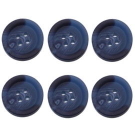 Pack of 6 Blue Round Buttons, Faux Horn Sew On Plastic Buttons for Coats Jackets Cardigans Flat 4 Holes 32L (20MM) YIGUANXIN