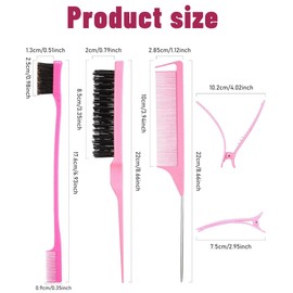 GXGM 12-Piece Hair Comb Double Edge Comb Rat Tail Comb Bristles Haircut Hair Comb Hairdressing Comb Hair Brush for Hairdresser Home Pink