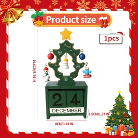 Christmas Advent Calendar Wooden Christmas Countdown Calendar Christmas Tree Calendar Reusable Block Xmas Detachable Calendar Countertop Christmas Tabletop Ornaments or Home Office Decoration