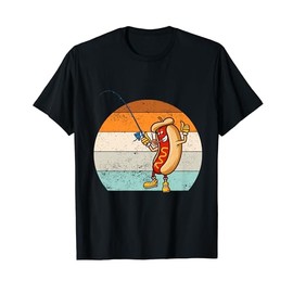 Funny fishing hot dog, Retro vintage hot dog fishermen T-Shirt