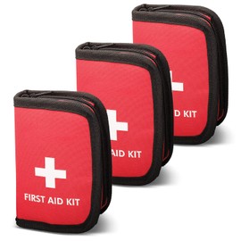 NOVAMEDIC 3 Pack Compact First Aid Kits (45 Pieces Each), Stocked with Emergency Medical Essentials for Family Care, Office, Hiking, Wound Care of Minor Scrapes & Burns, 6";x4 x1;, Red