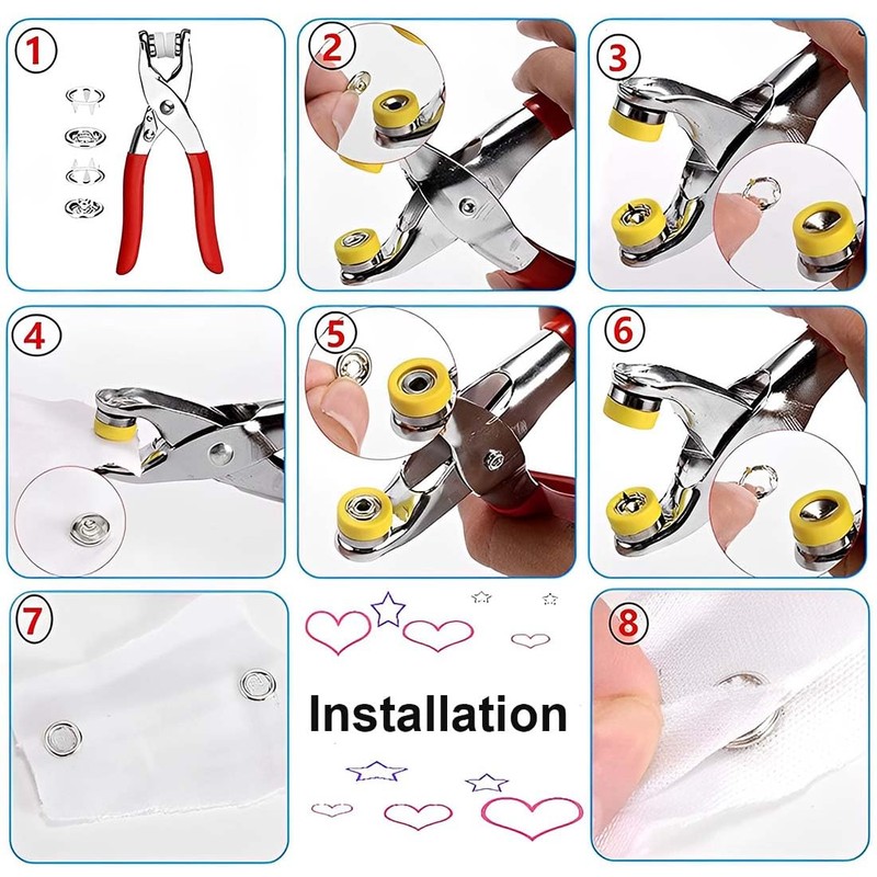 AAED Set of 100 Press Stud Set with Pliers, Sewing