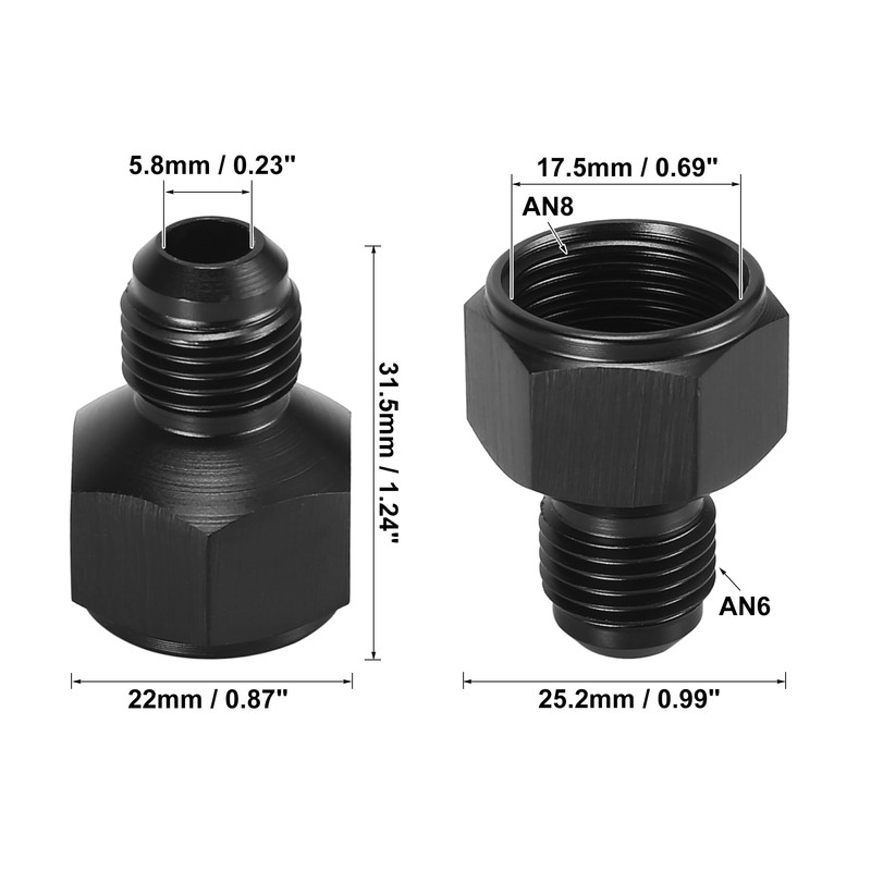 X AUTOHAUX 2pcs Car Female AN8 to Male AN6 Flare