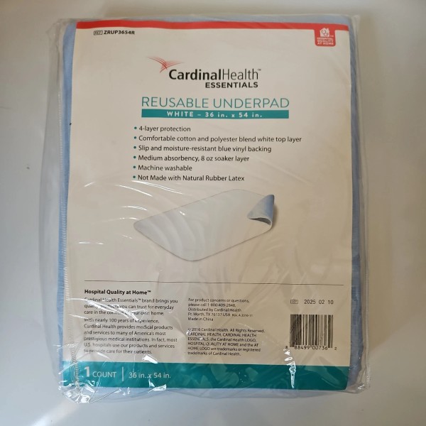 Cardinal Health Essentials Reusable Underpad, ZRUP3654R, Size 36X54 in. 1