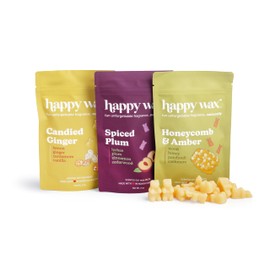 Happy Wax Fall Treats Collection Scented Natural Soy Wax Melts – 6 Total Oz. Collection Includes Spiced Plum, Candied Ginger and Honeycomb & Amber