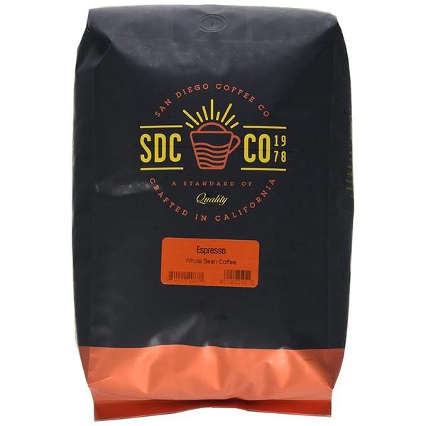 San Diego Coffee Espresso, Dark Roast, Whole Bean, 5-Pound Bag